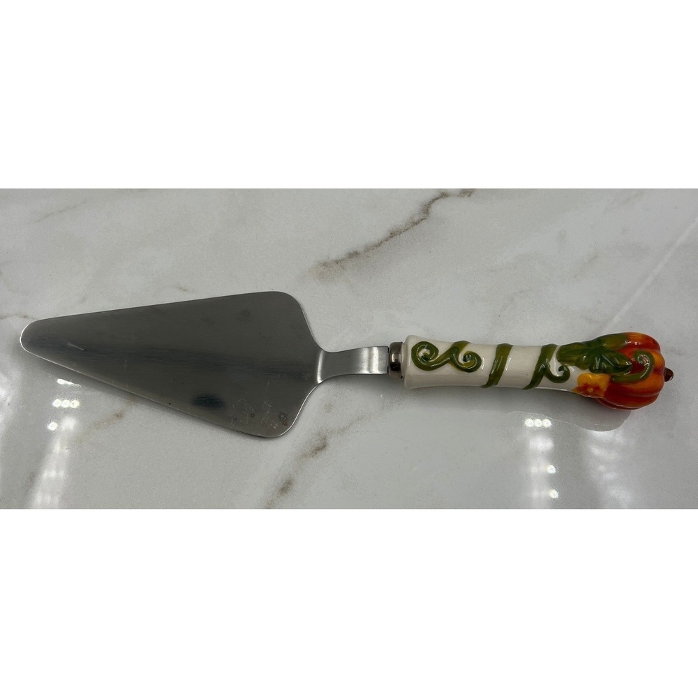 Temp-tations by Tara Pumpkin Harvest Pie Server Stainless Steel Ceramic Handle